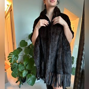 Real Knit Mink Fur Scarf with Tassels